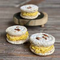 Dacquoise alfajor de nueces limon y mburu sin gluten 