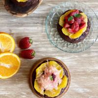 Torta brownie con citricos