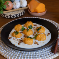 Malfatti de calabaza con queso azul