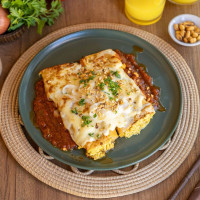 Canelones de choclo gratinados con ragú