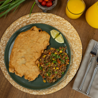 Marinera de carne con arroz primavera