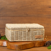 Canasta de cuerda con tapa 30x35 cm
