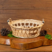 Canasta redonda con mango de madera 26 cm d